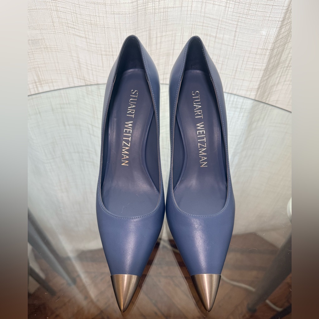 Stuart Weitzman Blue Heels With Metallic Tips